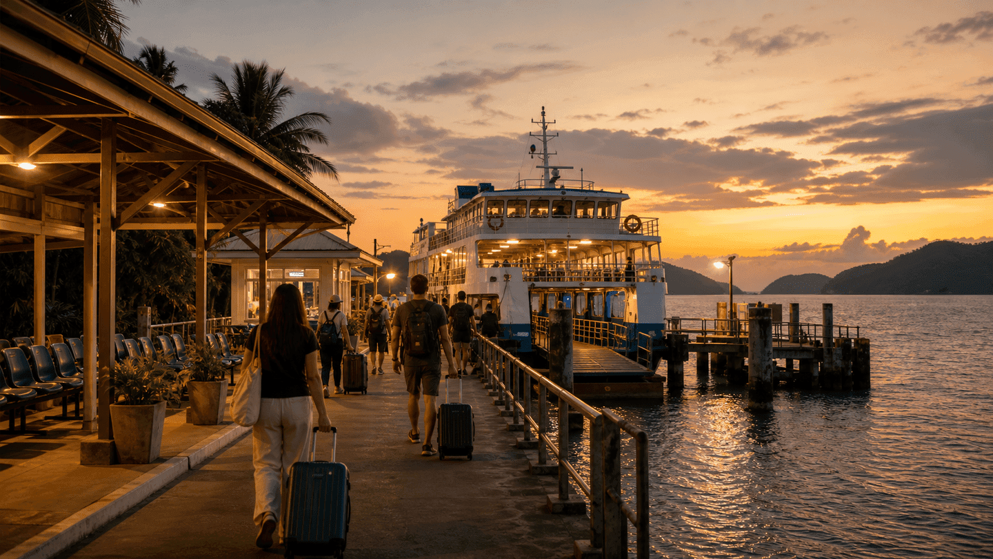 Late arrival at a Thailand ferry pier