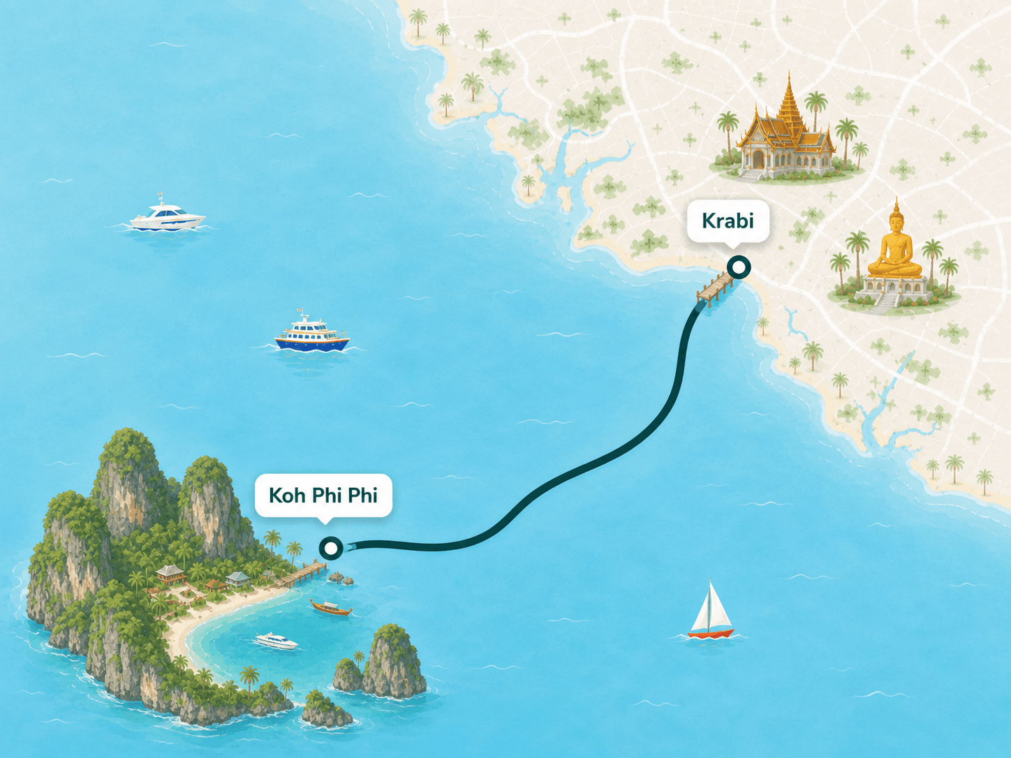 Koh Phi Phi to Krabi route
